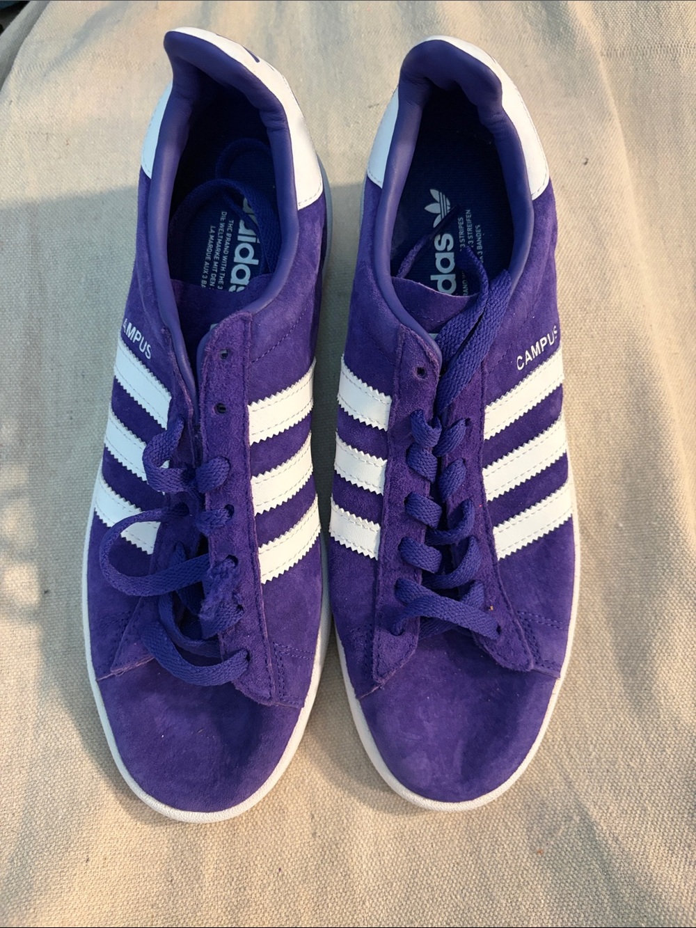 adidas Purple Suede Campus Sneakers with White Stripes